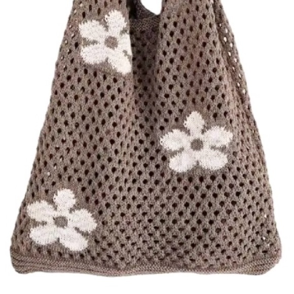 ⭐️SALE ~ 1 left⭐️ Mesh Tote Bag Khaki & Cream Floral ~ New - Picture 8 of 9